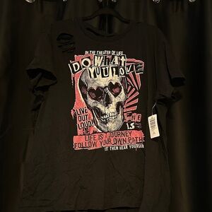 Torrid Black Graphic Tee with Skull Design